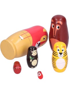 klarako 6Pcs Nesting Dolls Wooden Cute Russian Nesting Dolls Kit Wooden Cartoon Animal Pattern Matryoshka Stacking Dolls Ornament Children's Festival Gifts  - Image 4