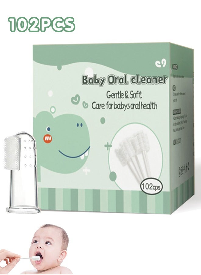 Super ZYouth - 102PCS Baby Tongue Cleaner, Newborn Oral Cleaner, Infant Toothbrush, Mouth Cleaner for 0-36 Months Baby with One Finger Toothbrush - Image 1
