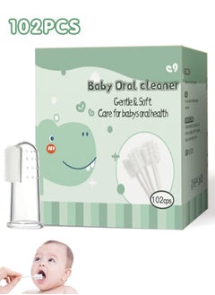 Super ZYouth 102PCS Baby Tongue Cleaner, Newborn Oral Cleaner, Infant Toothbrush, Mouth Cleaner for 0-36 Months Baby with One Finger Toothbrush  - Image 1