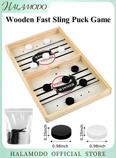 Fast Sling Puck Game Wooden Hockey Game Sling Board Games Toy Paced Winner Board Games Toys Desktop Battle Parent-Child Interaction Winner Slingshot Game for Kids & Adults