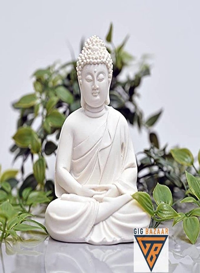 GIG BAZAAR-Aquarium Stone Shelter Rock with The Monk Buddha Statue Ornament Accessories Combo Pack Grey and White - Image 2