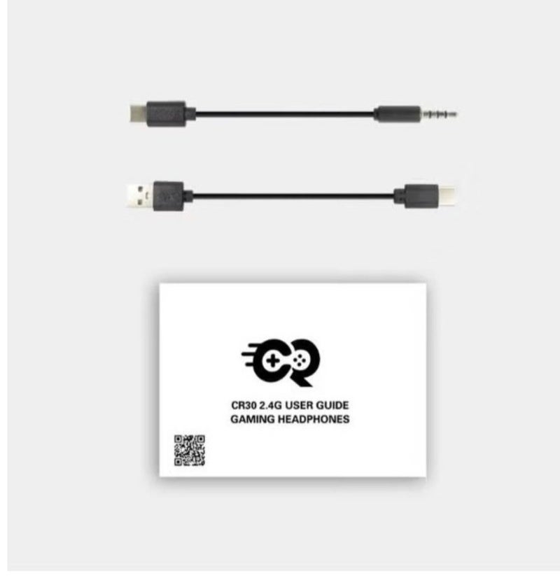 سي ار قيمينج سماعة ألعاب لاسلكية CR30 2.4G RGB – تأخير منخفض، بث ثلاثي (دونجل 2.4GHz وبلوتوث)، سماعات مع ميكروفون، بطارية 35 ساعة، متوافقة مع الكمبيوتر، PS5، اللابتوب والموبايل - Image 4