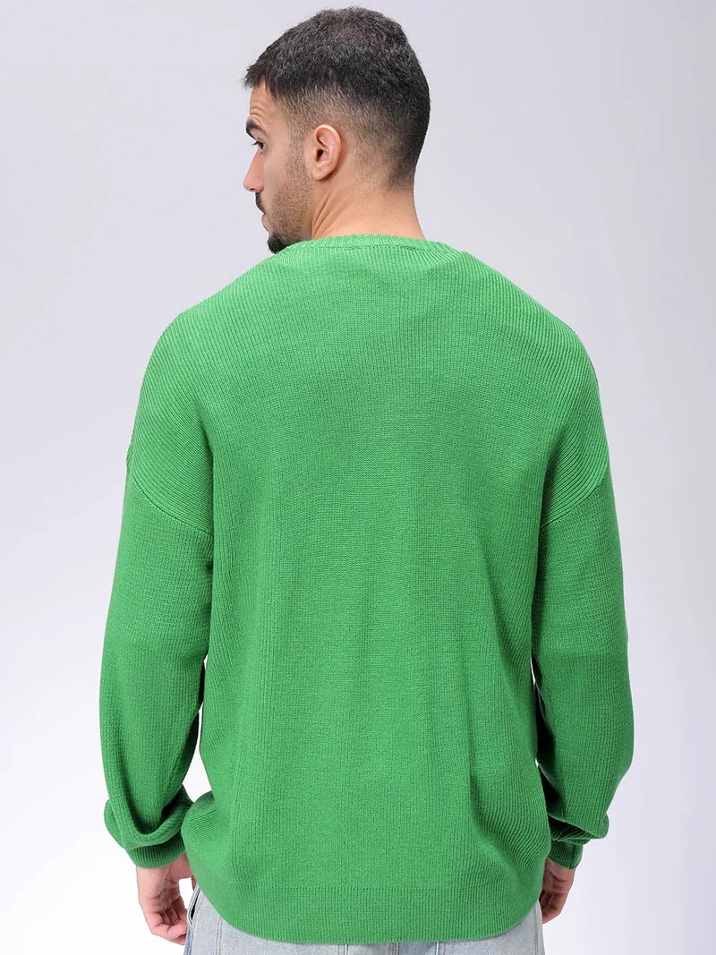 The Indian Garage Co Men Oversized Solid Crew Neck Sweater