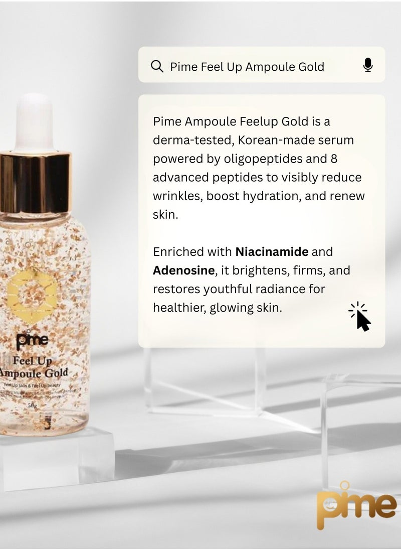 pime - Ampoule Feelup Gold 50g - Gold-Enriched Ampoule for Firmness, Radiance & Moisture, Anti-Aging Skincare for Glowing Skin - Image 1