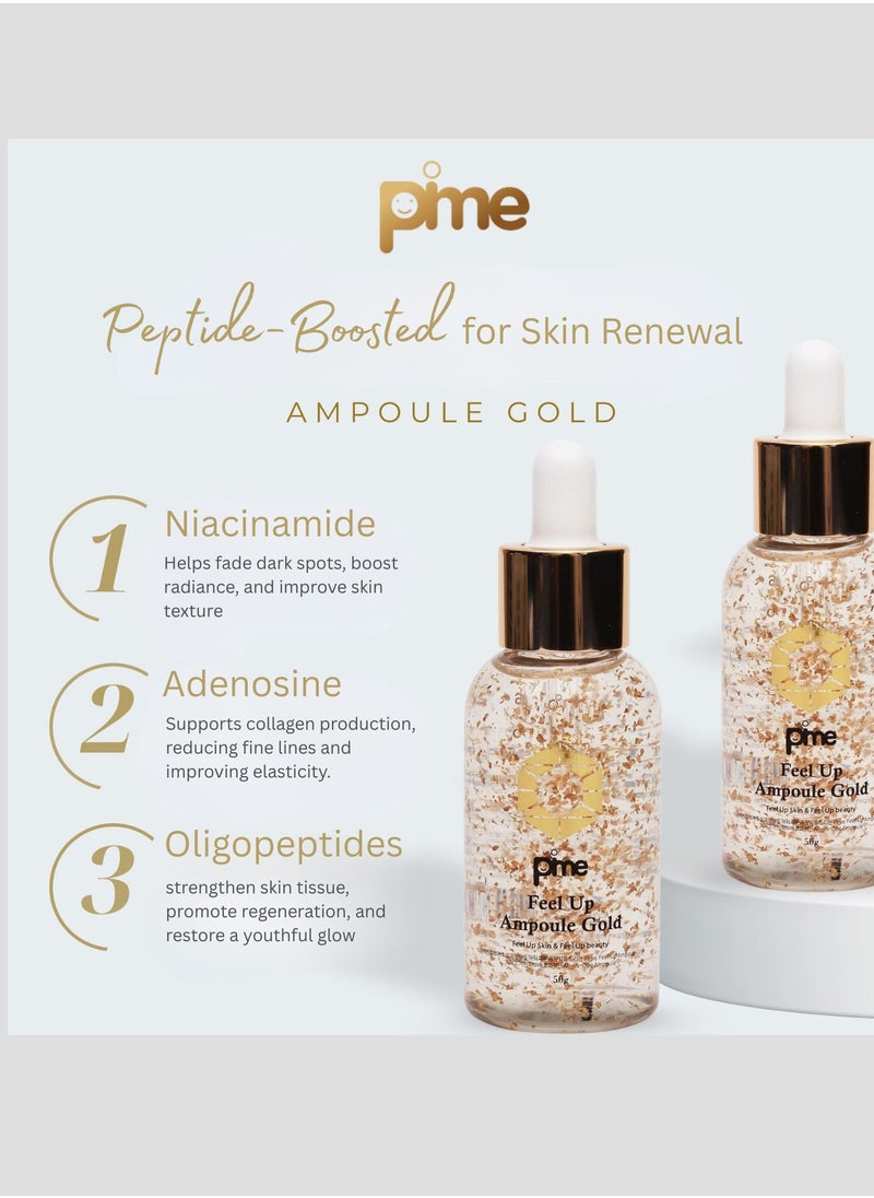 pime - Ampoule Feelup Gold 50g - Gold-Enriched Ampoule for Firmness, Radiance & Moisture, Anti-Aging Skincare for Glowing Skin - Image 1