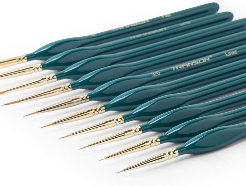 TRANSON 10pcs Fine Detail Miniature Art Painting Brush Set for Acrylic Watercolor Craft Rock Face Painting Green - Image 5