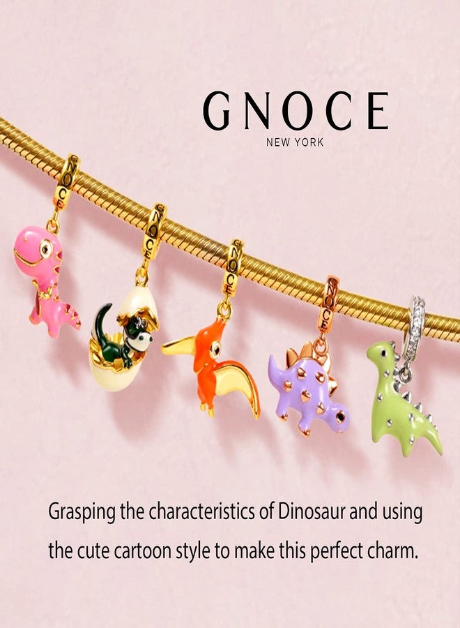 GNOCE Sterling Silver Dinosaur Pendant Charm Fit Bracelet/Necklace for Women (Purple Dinosaur) - Image 4