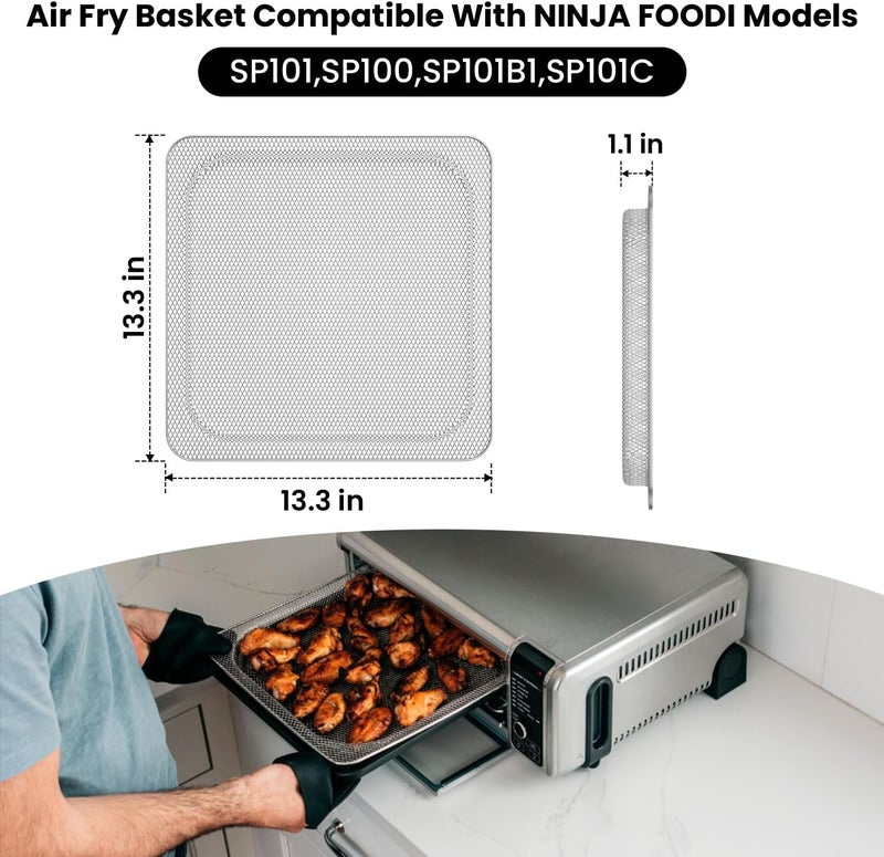 SettleDown Replacement Air Fryer Basket for Ninja Foodi SP101 Air Fry Oven，Air Fryer Basket for Ninja Foodi Air Fryer Accessories,Stainless Steel Tray for Ninja Foodi SP100, SP101B1, SP101C - Image 2