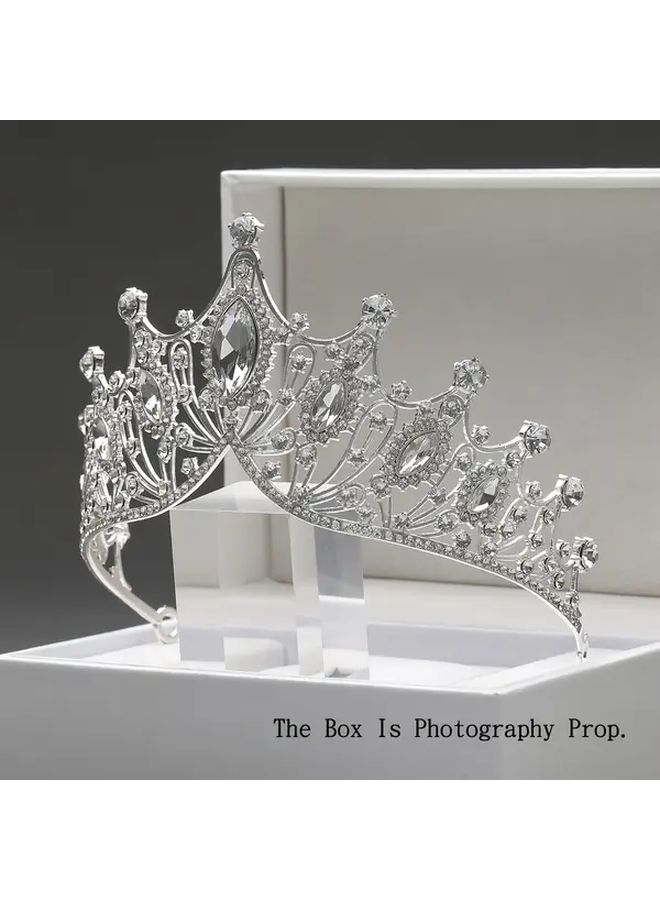 Silvery Rhinestone Crown Hair Accessory For Princess Dress Up Wedding Party - Image 3