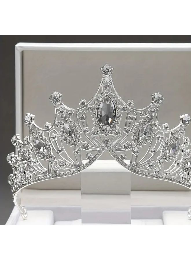 Silvery Rhinestone Crown Hair Accessory For Princess Dress Up Wedding Party - Image 5