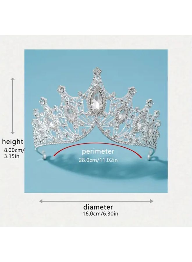 Silvery Rhinestone Crown Hair Accessory For Princess Dress Up Wedding Party - Image 2