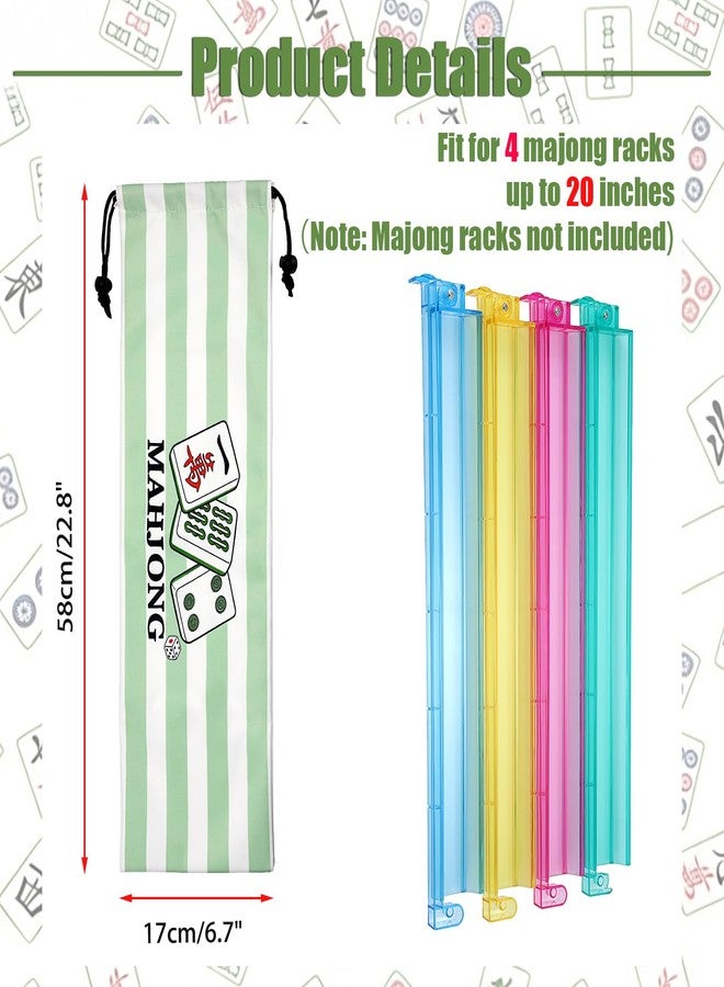 BTSKY 2 Pcs Empty Mahjong Bags for Tiles and Racks 22.8 x 6.7 Inches Portable Mahjong Rack Bag Mahjong Accessories Carrying Bag Drawstring Protective Sleeve for Rack Pushers Party Travel, Green - Image 3