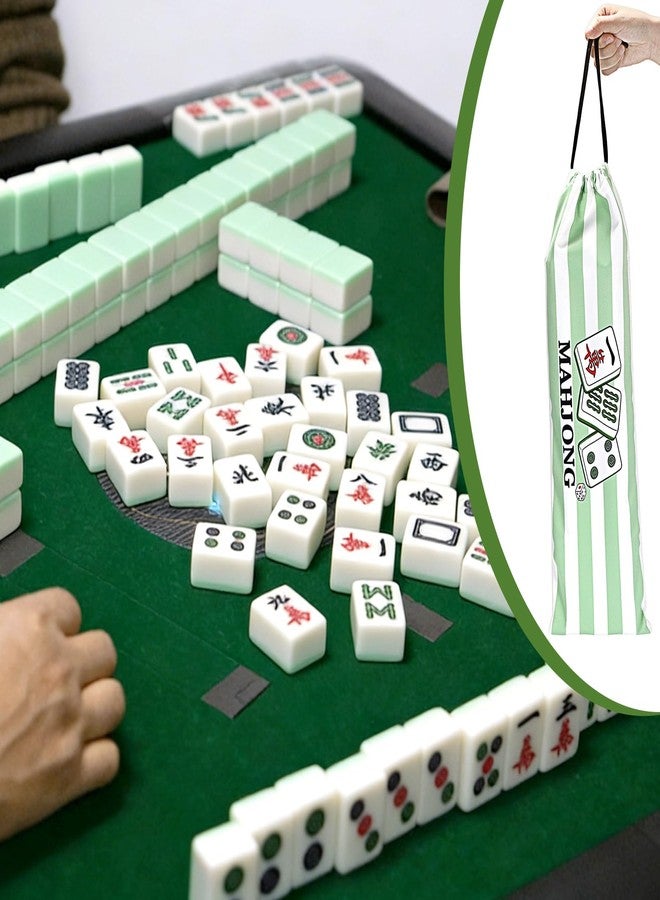 BTSKY 2 Pcs Empty Mahjong Bags for Tiles and Racks 22.8 x 6.7 Inches Portable Mahjong Rack Bag Mahjong Accessories Carrying Bag Drawstring Protective Sleeve for Rack Pushers Party Travel, Green - Image 2