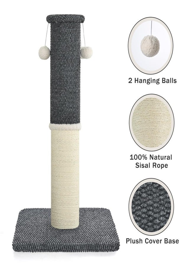 MADE 4 PETS Made4Pets Tall Cat Scratching Post, Heavy Duty and Thicker Scratching Posts for Indoor Cats Adults, 33" Natural Sisal Cat Scratcher with Hanging Balls, Sturdy Base Cat Scratch Post, Dark Grey - Image 3