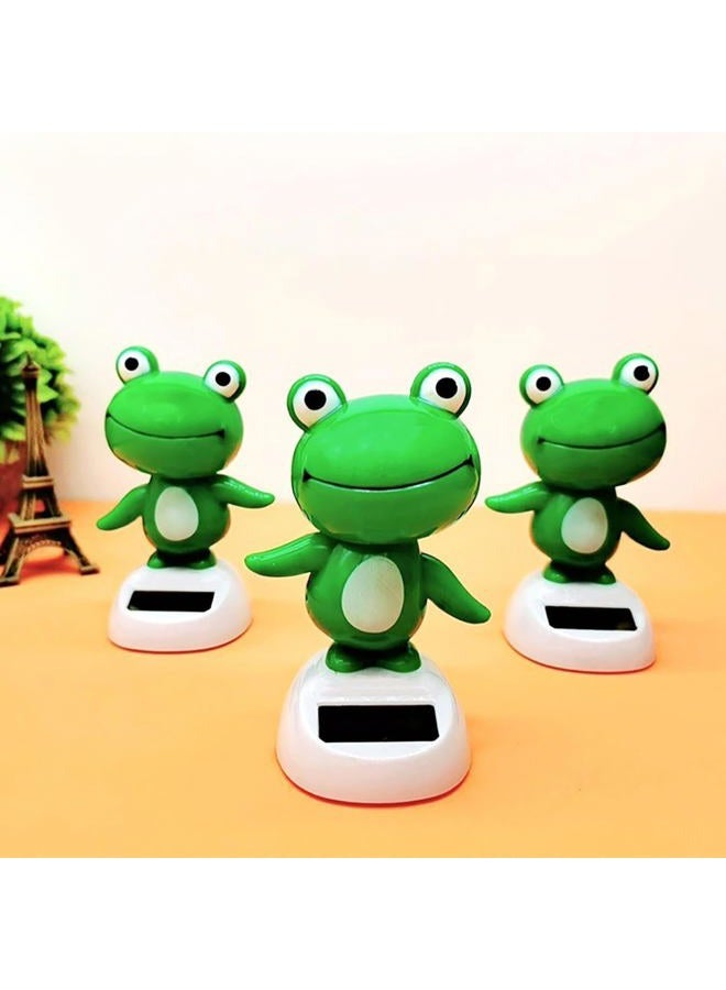 WsjiaboFux Green Cute Car Decor, Bobble Head Frog Dashboard Ornament, Solar Powered Shaking Head Ornament, Car Dashboard Decoration, Animated Window Car Dashboard Decor for Car Decoration，Bobbleheads - Image 4