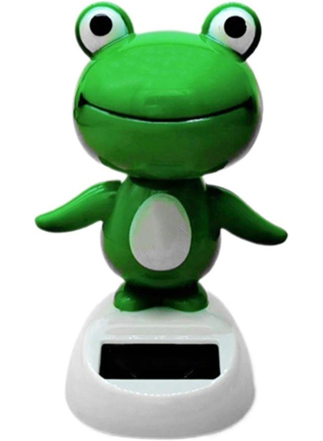 WsjiaboFux Green Cute Car Decor, Bobble Head Frog Dashboard Ornament, Solar Powered Shaking Head Ornament, Car Dashboard Decoration, Animated Window Car Dashboard Decor for Car Decoration，Bobbleheads - Image 1