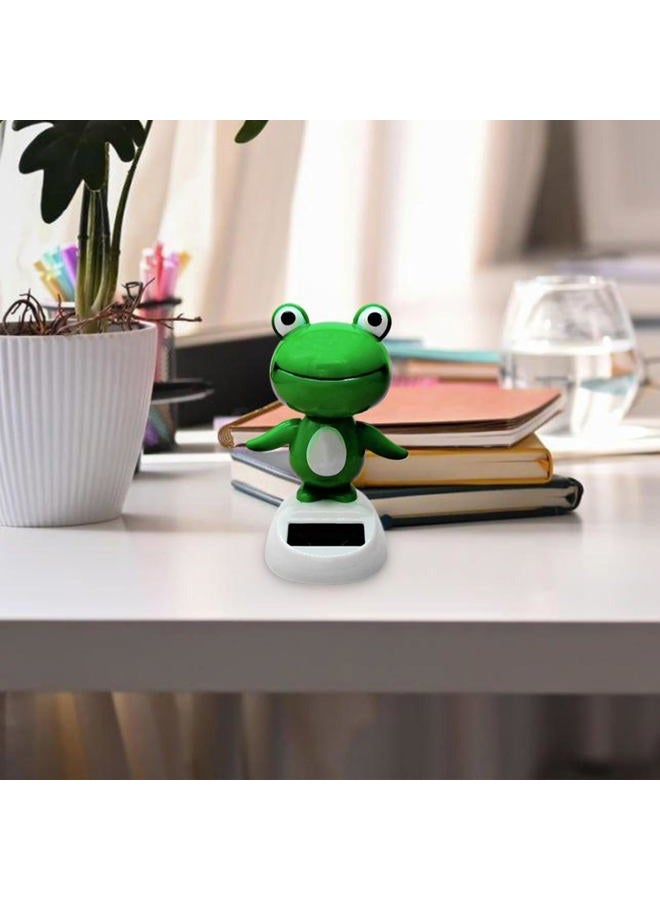 WsjiaboFux Green Cute Car Decor, Bobble Head Frog Dashboard Ornament, Solar Powered Shaking Head Ornament, Car Dashboard Decoration, Animated Window Car Dashboard Decor for Car Decoration，Bobbleheads - Image 3