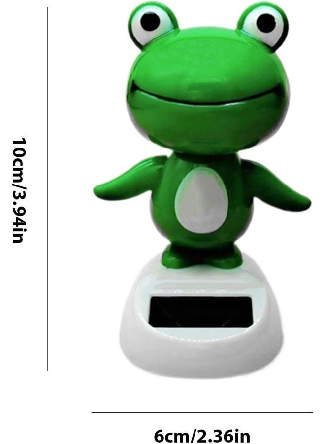 WsjiaboFux Green Cute Car Decor, Bobble Head Frog Dashboard Ornament, Solar Powered Shaking Head Ornament, Car Dashboard Decoration, Animated Window Car Dashboard Decor for Car Decoration，Bobbleheads - Image 2