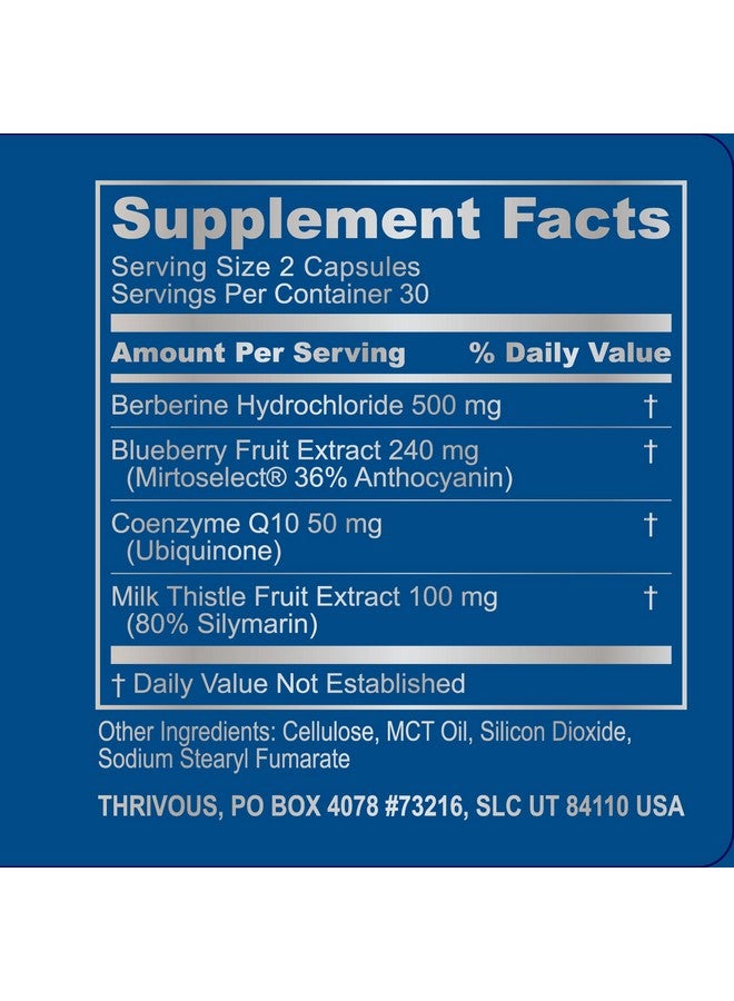 Thrivous Vitality - Enhance Cell & DNA Function for Better Aging - Advanced Natural Geroprotector Supplement: Berberine, Milk Thistle, CoQ10, Mirtoselect Blueberry Anthocyanin - 60 Capsules - Image 4