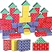 Junkin 48 Pcs Cardboard Building Blocks Extra Thick Jumbo Cardboard Blocks Pretend Blocks Rectangle Square Triangle Stacking Blocks for Kid Educational Learning Play Toys Blue Yellow Red Green - Image 4