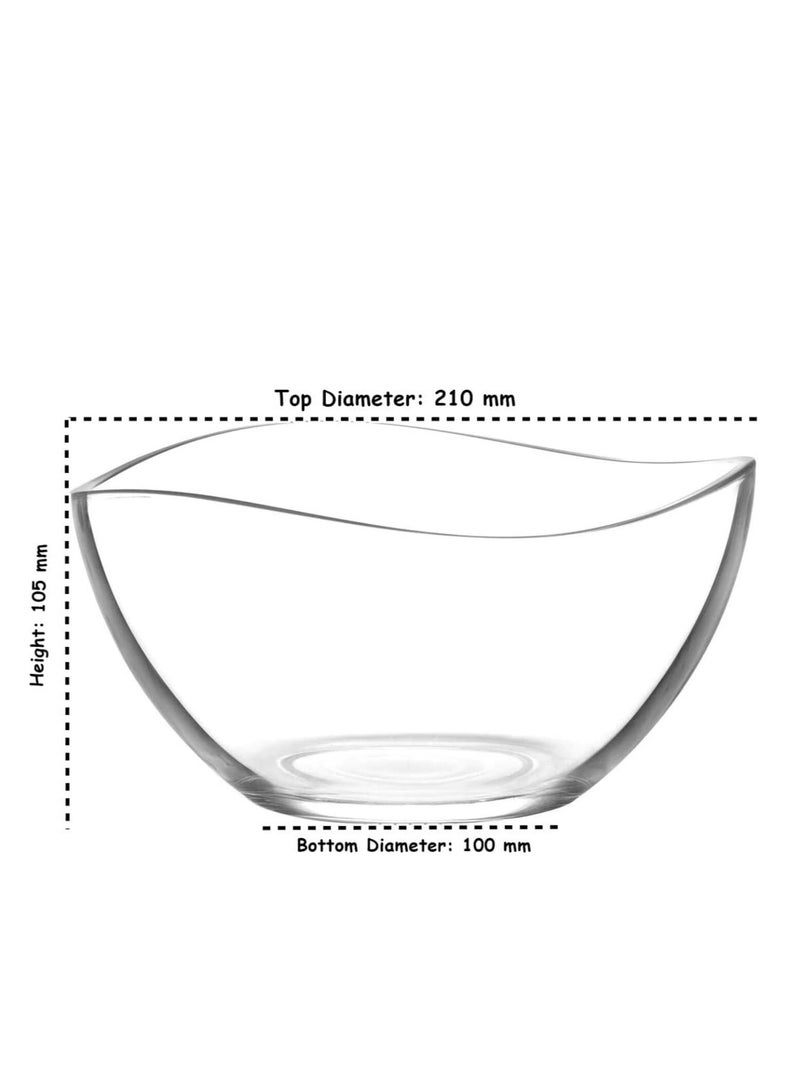 لاف بولة زجاج للتقديم مناسب لتقديم السلطة والطعام ،- شفاف، (1880مل) -تركي الصنع - Image 2
