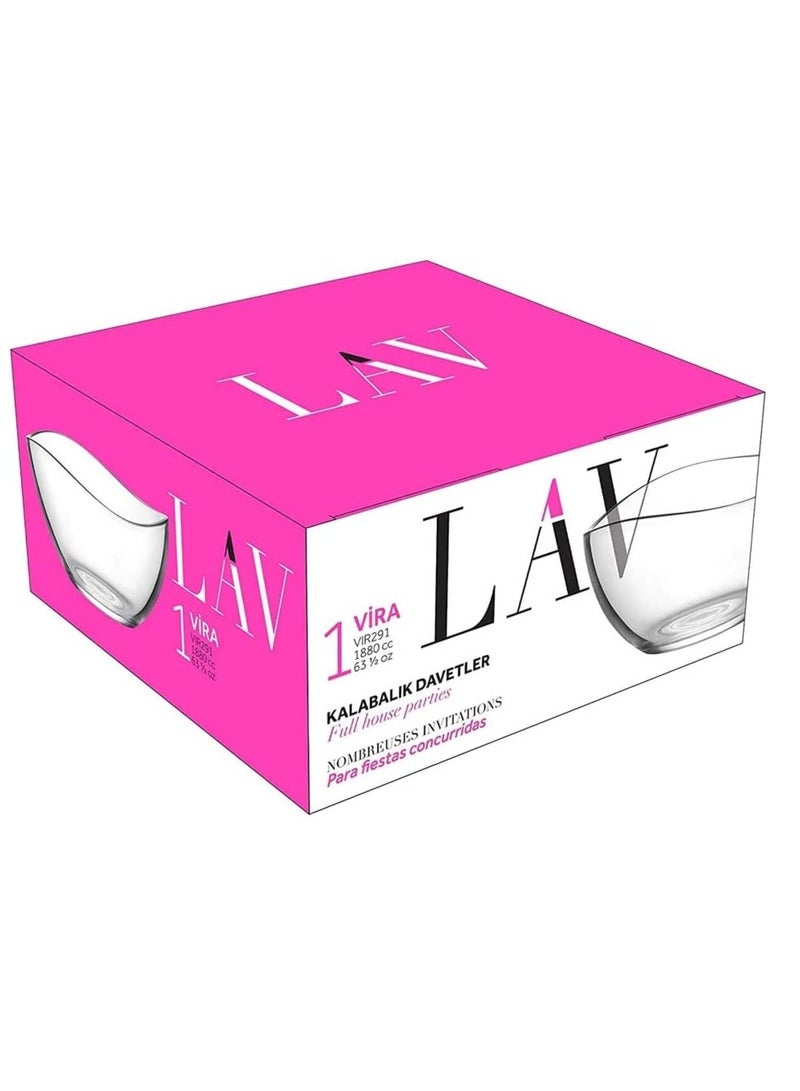 لاف بولة زجاج للتقديم مناسب لتقديم السلطة والطعام ،- شفاف، (1880مل) -تركي الصنع - Image 3