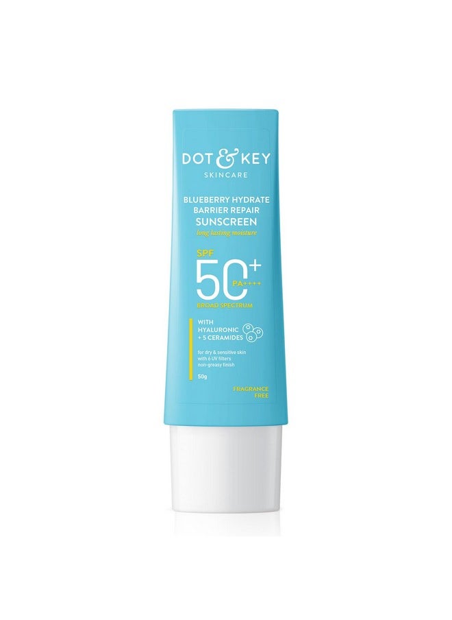 Dot & Key - Dot&Key Blueberry Hydrate Barrier Repair Sunscreen Spf 50+Pa++++|For Dry&Sensitive Skin|Non Greasy Finish|No White Cast|Uv&Blue Light Protection|Broad Spectrum|For Women&Men|50G 1 Count - Image 1