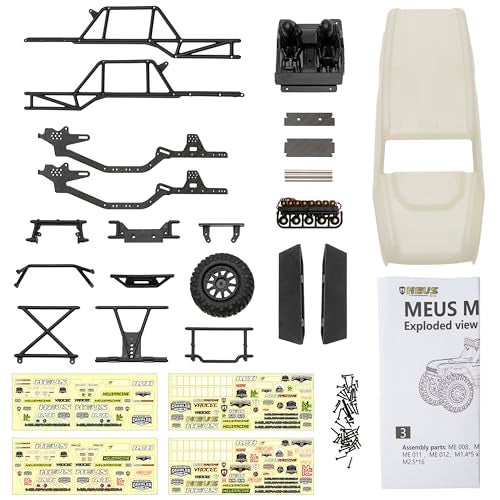 MEUS RACING MB24 SCX24 الجسم 5.2in 132MM قشرة الجسم ABS+نايلون ألياف الكربون الشاسيه لـ 1/24 Axial SCX24 برونكو JLU B-17 C10-(اللون الأساسي) - Image 2