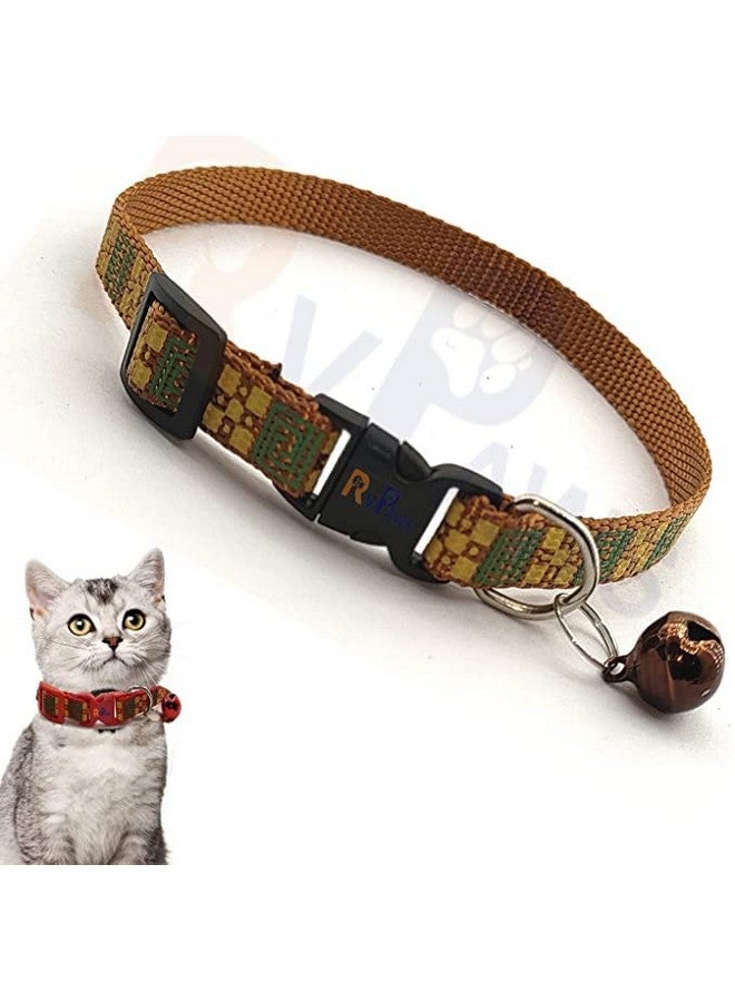 10 Mm Puppy Collar And Leash Set - Puppy Printed Adjustable Nylon Collar With Leash For Cat And Puppy, Quick Release And Breathable Collar With Bell For Puppies, Small Dog & Cat (Golden) - Image 2