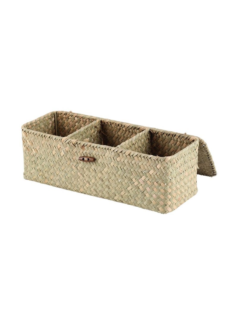 DANUBE HOME Macaw Hand-Woven Straw Storage Organizer with Lid – Eco-Friendly Durable Basket for Laundry, Toys, Clothes & Home Essentials, Stylish and Practical Storage Solution for Bedroom & Living Room  32X12X10Cm Natural - Image 5
