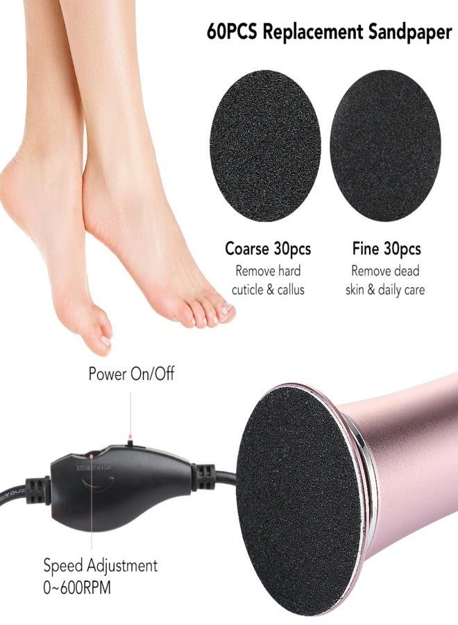 AROAQ Electric Foot Callus Remover Dead Skin Pedicure Tool Set with Replacement Sandpaper Discs Powerful Pedicure Electronic Foot File for Women Men Dead Dry Hard Skin Calluses - Image 2