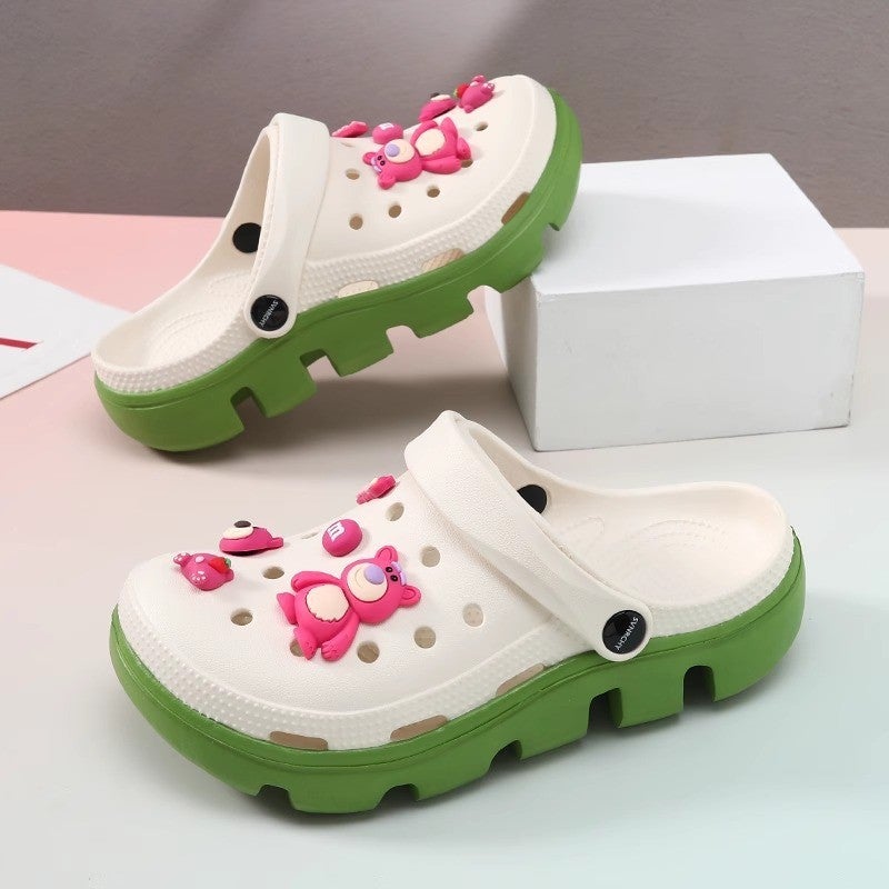 Croc Shoes Men'S Outer Wear Beach Shoes Non-Slip Casual Breathable Couple Toe-Toe Slippers Summer Strawberry Bear Sandals For Women - Image 3