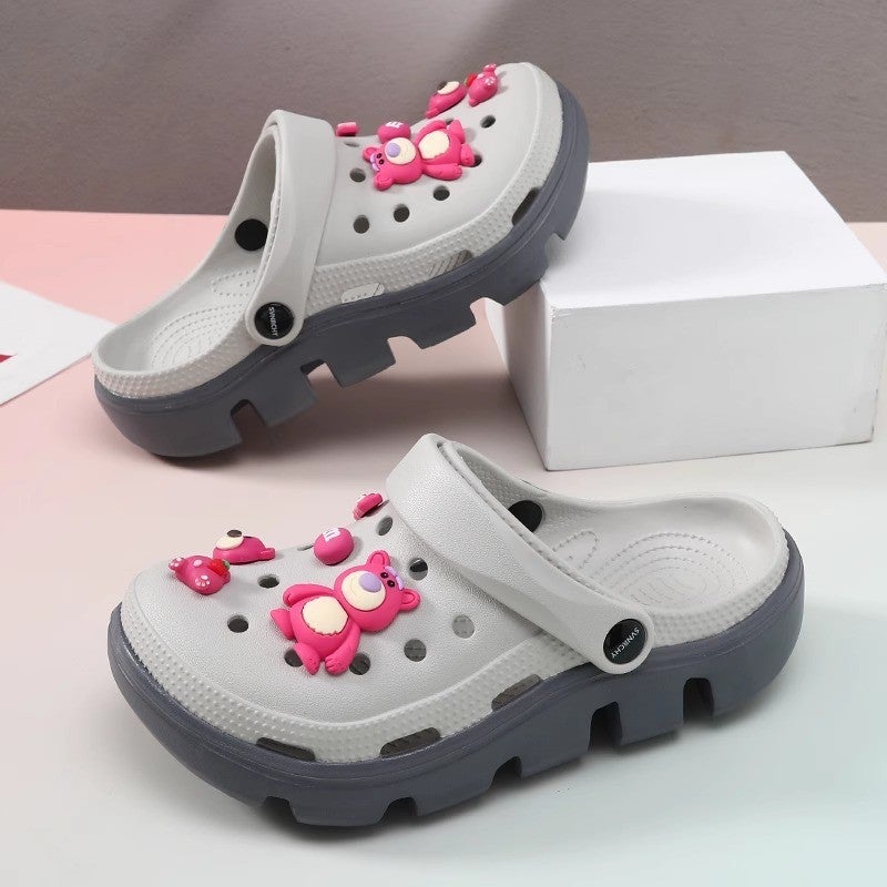 Croc Shoes Men'S Outer Wear Beach Shoes Non-Slip Casual Breathable Couple Toe-Toe Slippers Summer Strawberry Bear Sandals For Women - Image 2