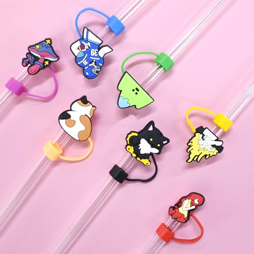 Ibuclein 50PCS Straw Toppers for Stanley Cup Random Different Straw Covers Cap for Tumbler Bulk Cute Funny Stanley Cup Accessories fit 0.4in/10mm and 30&40 Oz Stanleys Tumbler Straws Protector for Party gifts - Image 2