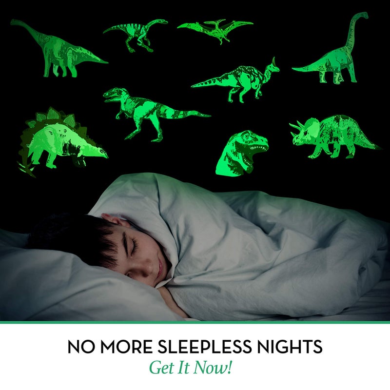LIDERSTAR Glow in The Dark Dinosaur Wall Decals for Kids â€“ Removable Dino Stickers for Ceiling, Bedroom, Nursery or Playroom â€“ Self-Adhesive Wall Decor, Gift Idea for Boys and Girls, Easy to Apply - Image 3