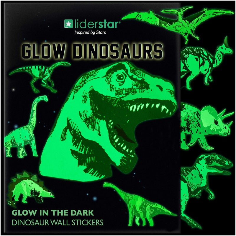 LIDERSTAR Glow in The Dark Dinosaur Wall Decals for Kids â€“ Removable Dino Stickers for Ceiling, Bedroom, Nursery or Playroom â€“ Self-Adhesive Wall Decor, Gift Idea for Boys and Girls, Easy to Apply - Image 5