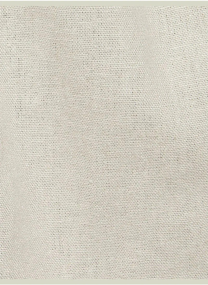 كوتون Linen Mix Drawstring Mini Shorts