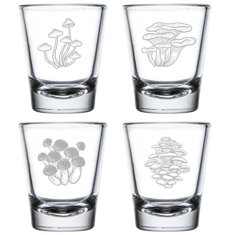 MIP Set of 4 Shot Glasses 175oz Shot Glass Gift Mushroom Collection
