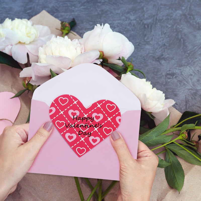 Cholemy 180 Pcs Valentine's Day Cards with Envelopes Blank Heart Shaped Greeting Cards Funny Paper Cutouts Gummed Envelopes for Valentine's Day Anniversary Weddings Invitations, 4 x 6 Inch (Stripes) - Image 4