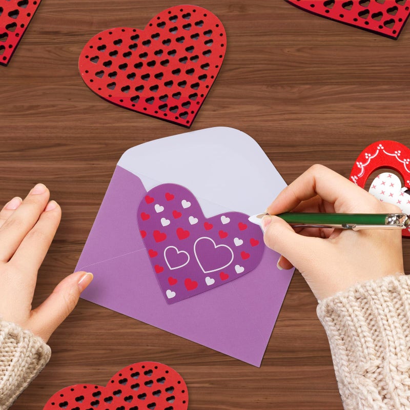 Cholemy 180 Pcs Valentine's Day Cards with Envelopes Blank Heart Shaped Greeting Cards Funny Paper Cutouts Gummed Envelopes for Valentine's Day Anniversary Weddings Invitations, 4 x 6 Inch (Stripes) - Image 5