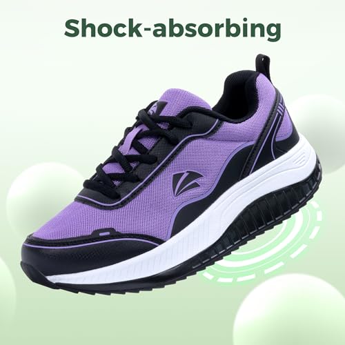 IIV Womens Walking Shoes for Plantar Fasciitis, Arch Support Athletic Tennis Sneakers Orthotic Comfortable Shoes for Standing All Day BlackPurple US 8 - Image 2