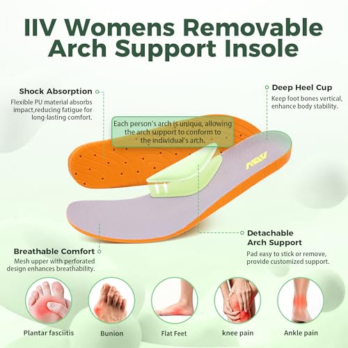 IIV Womens Walking Shoes for Plantar Fasciitis, Arch Support Athletic Tennis Sneakers Orthotic Comfortable Shoes for Standing All Day BlackPurple US 8 - Image 3