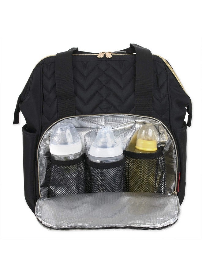 Baby Essentials Quilted Backpack Diaper Bag Tote with Changing Pad, Stroller Straps, Insulated Bottle Compartment (Midnight Black)  - Image 2