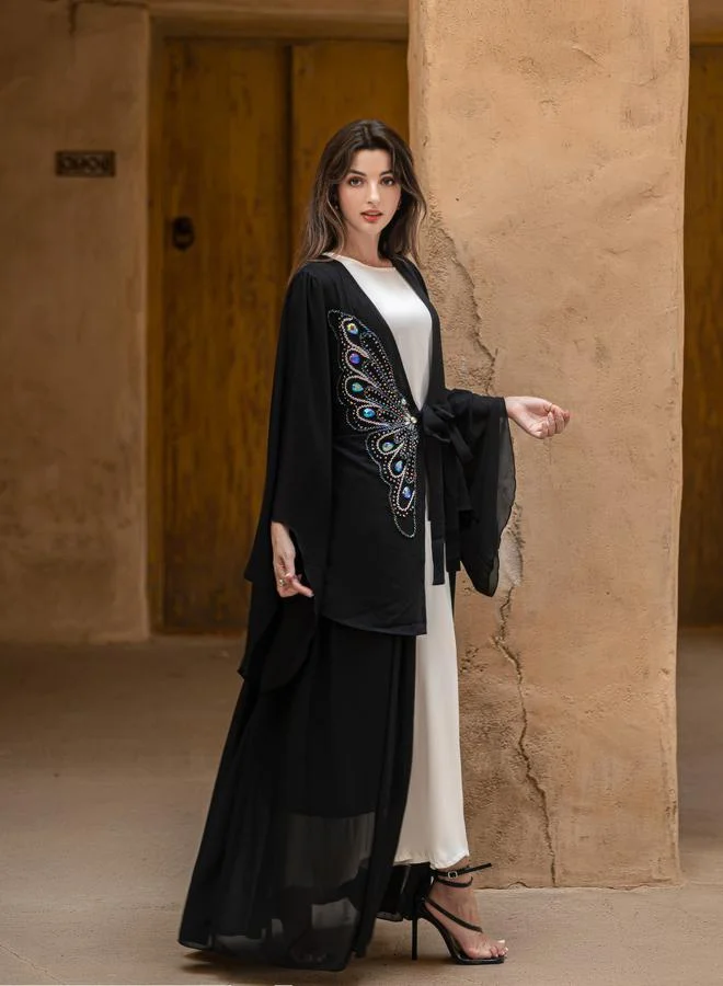 Take Two Take Two Embellished Butterfly Beaded Tie-Up Detail Maxi Dress