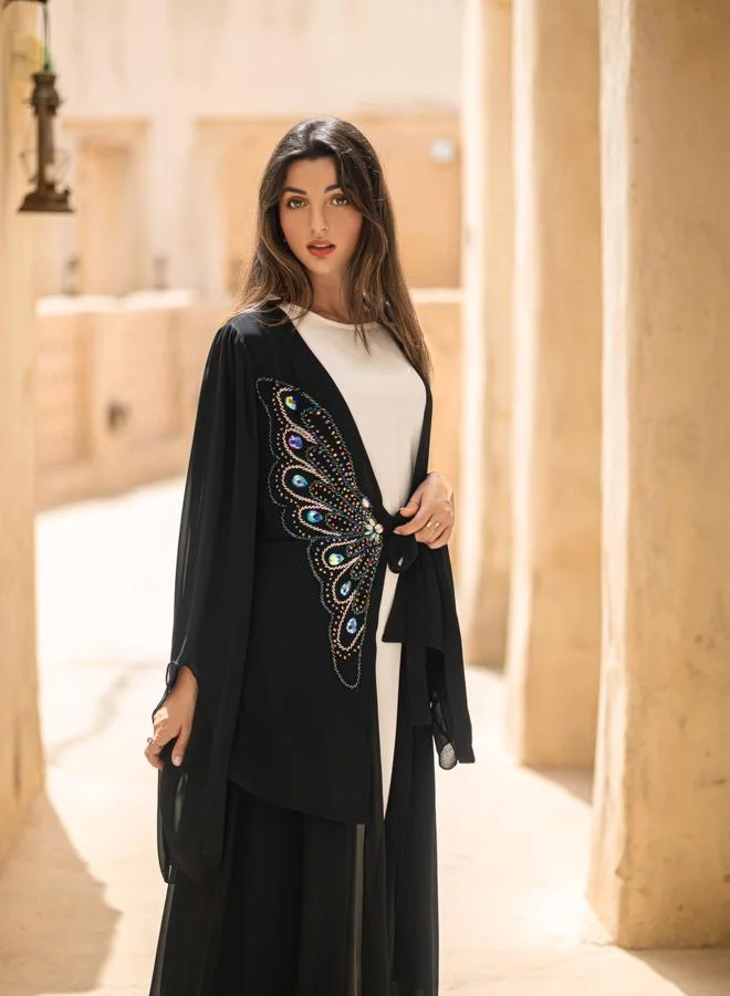 Take Two Take Two Embellished Butterfly Beaded Tie-Up Detail Maxi Dress