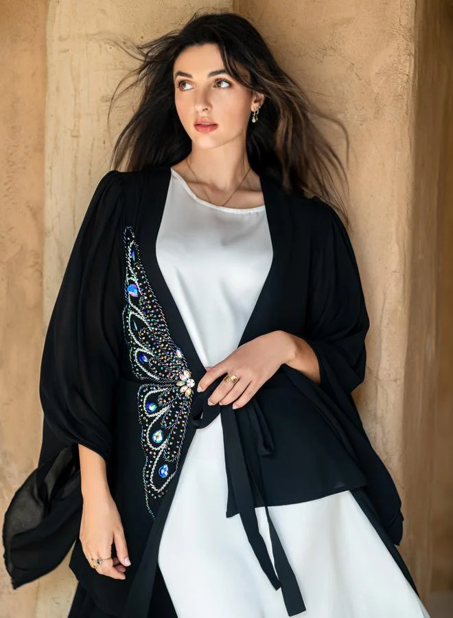 Take Two Take Two Embellished Butterfly Beaded Tie-Up Detail Maxi Dress