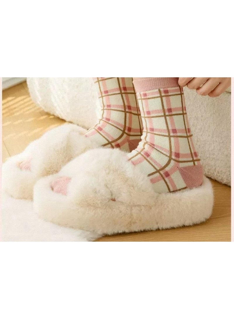 عرض 2 زوج من الشرابات النسائية القطنية الطويلة مبطنة بالكامل - Image 2