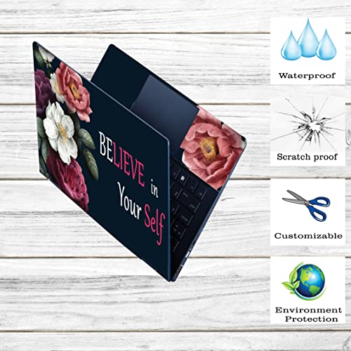 Inkykart Floral-D11 Top+Wrist Pad Vinyl Laptop Skin/Sticker/Cover for 15 to 15.6 Inches Laptops Laminated-Removable-HD Quality Compatible for Hp-Dell-Sony-Lenovo-Asus etc.(15x10 Inches) - Image 2