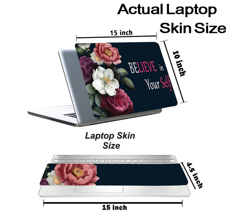 Inkykart Floral-D11 Top+Wrist Pad Vinyl Laptop Skin/Sticker/Cover for 15 to 15.6 Inches Laptops Laminated-Removable-HD Quality Compatible for Hp-Dell-Sony-Lenovo-Asus etc.(15x10 Inches) - Image 3