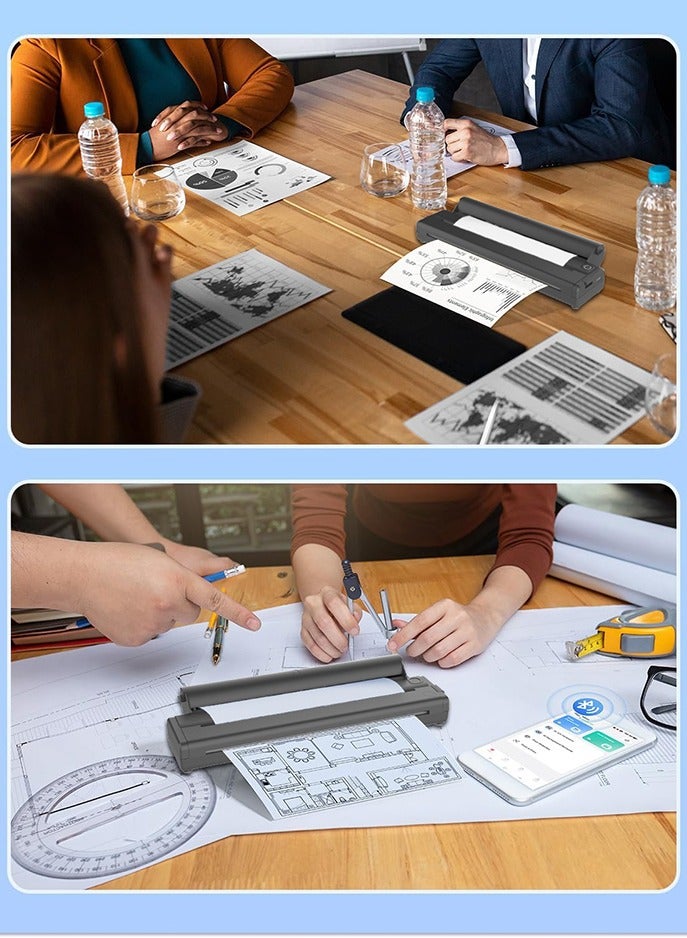 X9 Portable Thermal Printer, High-definition Printer that Supports A4 Thermal Paper, Thermal Paper Roll with Bracket, 200DPI Inkless Mobile Travel Printers for Car School Office, Mini Bluetooth Printer for Connecting Computers, iOS Phones and Android. - Image 3